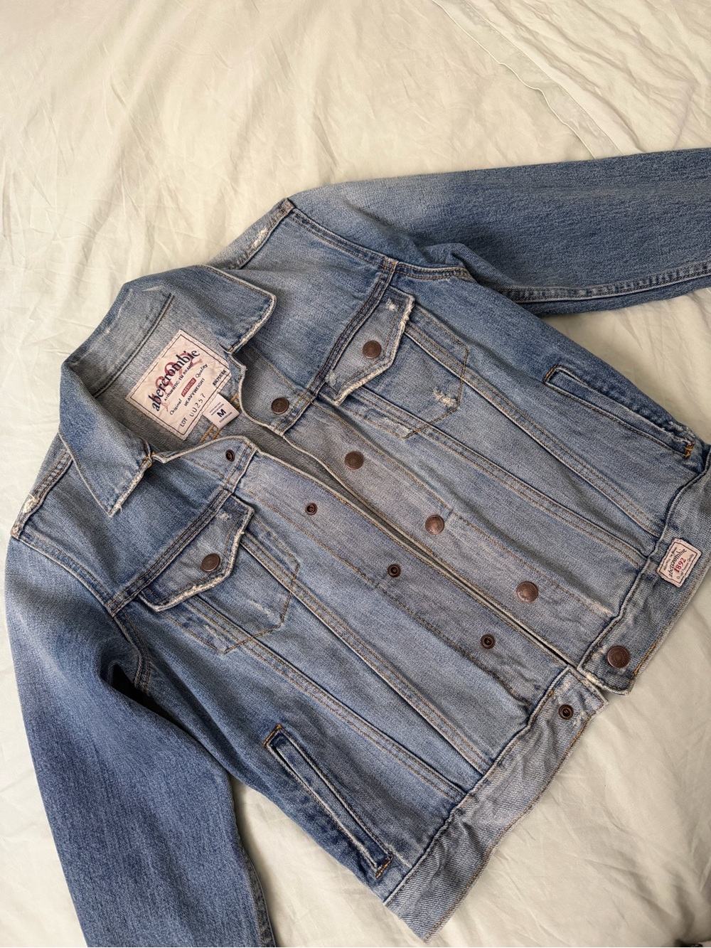 Abercrombie & Fitch Light Blue Denim Jacket with Contrast Stitching
